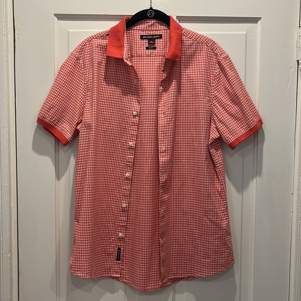 Michael Kors Men’s Button Down Short-Sleeve Shirt - Size Medium Slim Fit - Picture 3 of 12